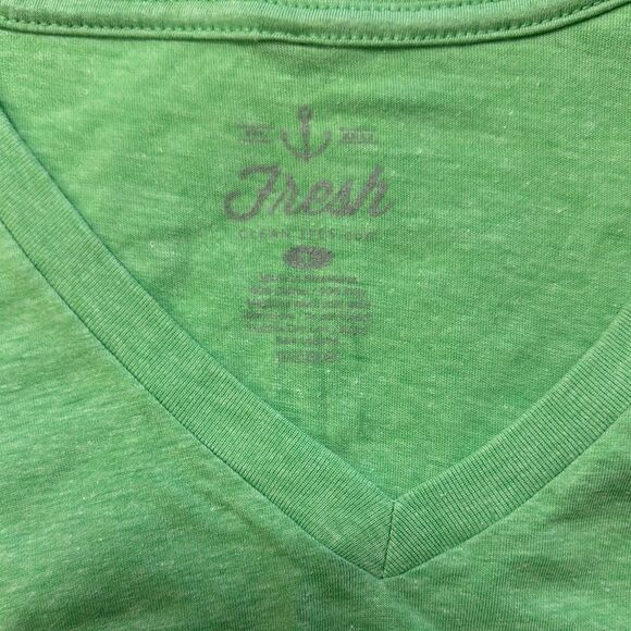 Men's Green V-Neck T-Shirt - Picture 2 of 3